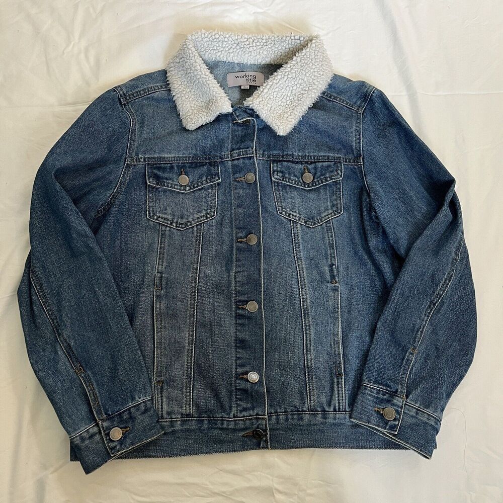 Denim‎ Jacket Faux Fur Collar Working Title Women’s Size Large